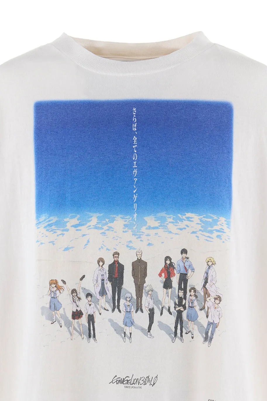 SAINT Mxxxxxx × EVENGELION × GEEKS RULE EV_SS TEE/BLUE/WHT Three-party co-branded Neon Genesis Evangelion co-branded TEE off-white S-XL Made of original OE yarn tube weaving without side seams to distinguish the width of the fabric Original consistent co-branded label/co-branded wash mark/little angel anti-counterfeiting label Top-notch printing technology Repeated pattern making, closely following the original details